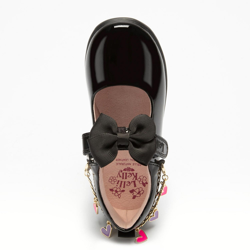 Lelli Kelly stockist - Lelli Kelly Aurora jewel bracelet school shoe black patent with removeable bow 