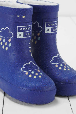 Grass & Air - Inky blue Colour Changing Kids Wellies