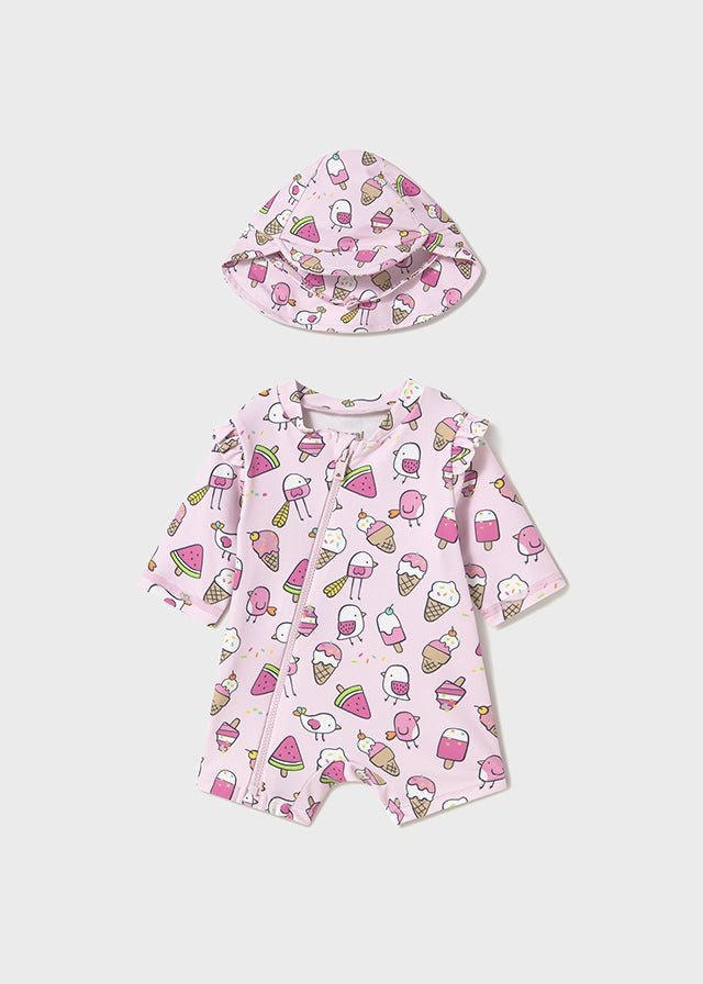 Mayoral | Pink Bathing Bodysuit With Hat - Little Bigheads