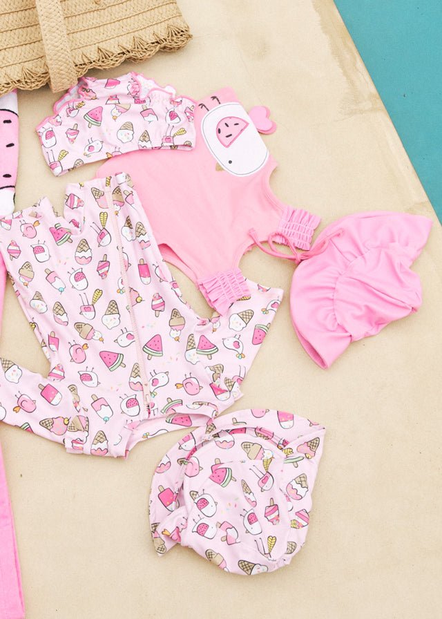 Mayoral | Pink Bathing Bodysuit With Hat - Little Bigheads