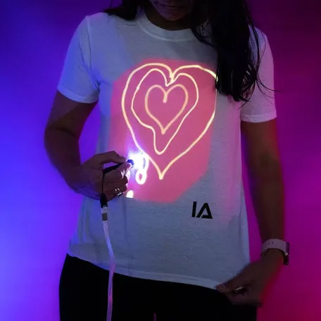 Glow in the Dark Interactive T Shirt - Pink Heart (White T Shirt)