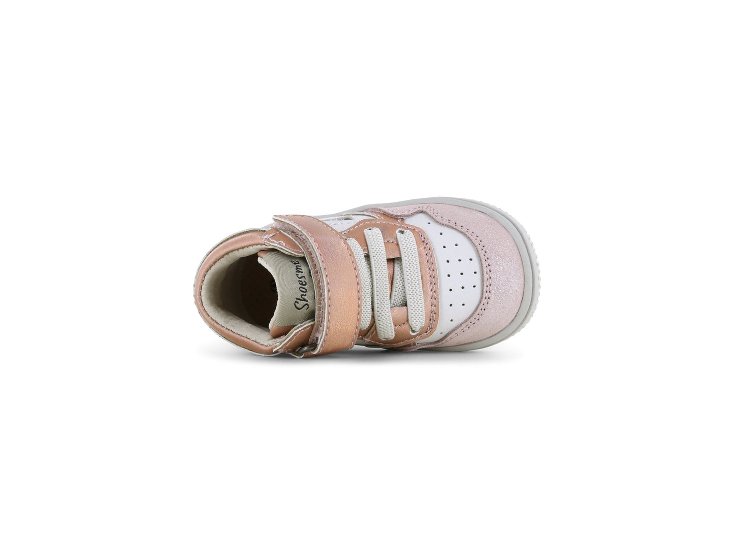 Shoesme Pink and white sneaker with visible brand name on a white background