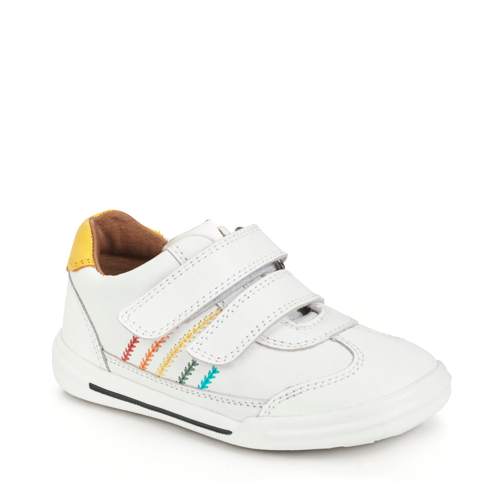 Start-rite stockist - Start-rite Roundabout white leather with multi colour detail - Little Bigheads