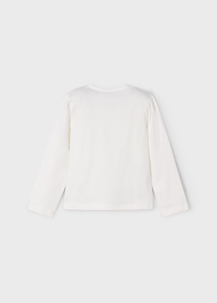 White long-sleeve top on a light gray background