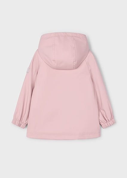 Pink hooded jacket on a light gray background