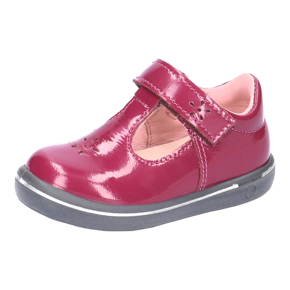 Dark pink Ricosta Pepino Winona Mary‑Jane shoe with leather upper, leather lining, leather footbed, flexible PU sole and Velcro strap.