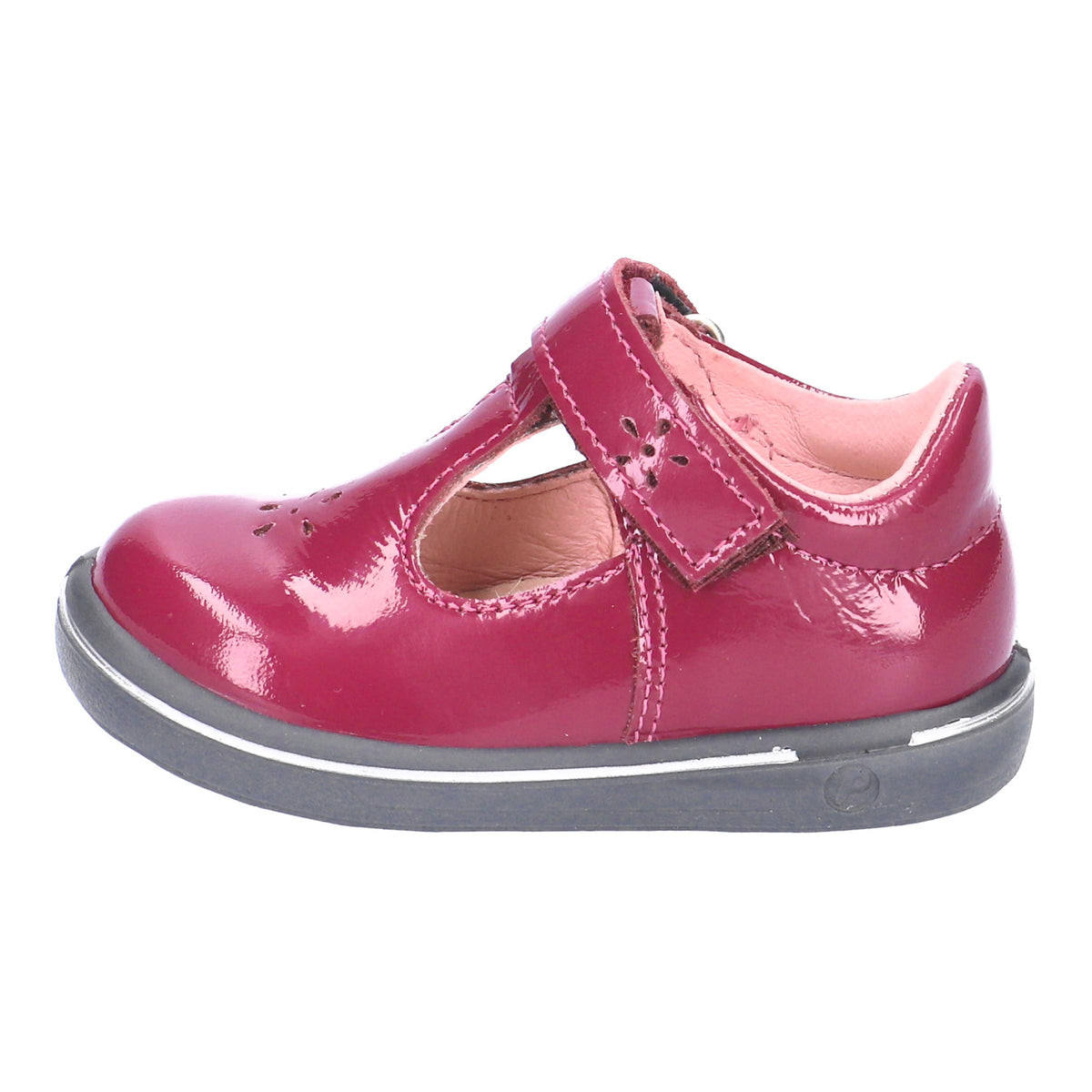 Dark pink Ricosta Pepino Winona Mary‑Jane shoe with leather upper, leather lining, leather footbed, flexible PU sole and Velcro strap.