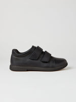 Zig & Star stockist - Zig & Star Atomic black leather school shoes with two strap rip-tape fastening
