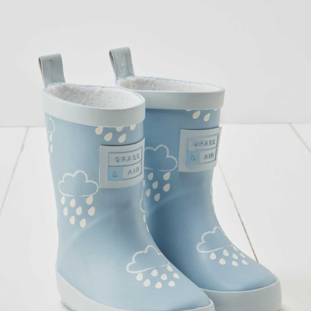 Grass & Air - Mini Adventure Colour Changing Kids Wellies Baby Blue - Little Bigheads