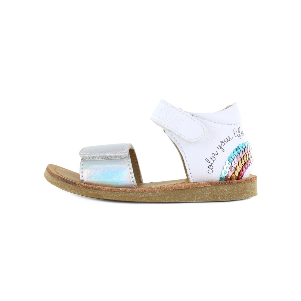 Shoesme Classic Sandal - White/Silver/Rainbow - Little Bigheads