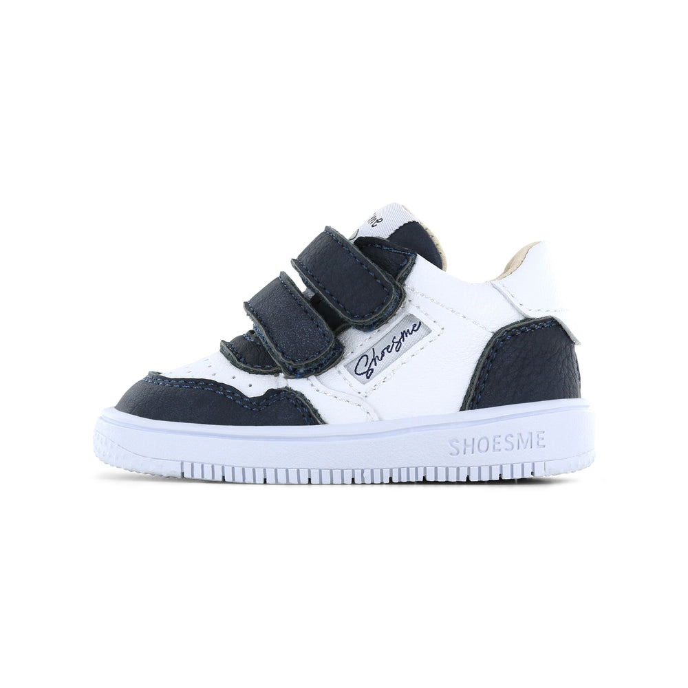 Shoesme low top extreme flex dark blue and white trainers with velcro straps for toddlers. BN25S006-B1