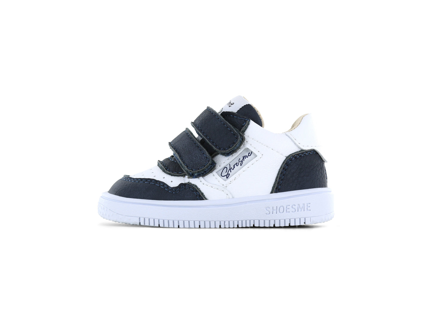 Shoesme low top extreme flex dark blue and white trainers with velcro straps for toddlers. BN25S006-B1