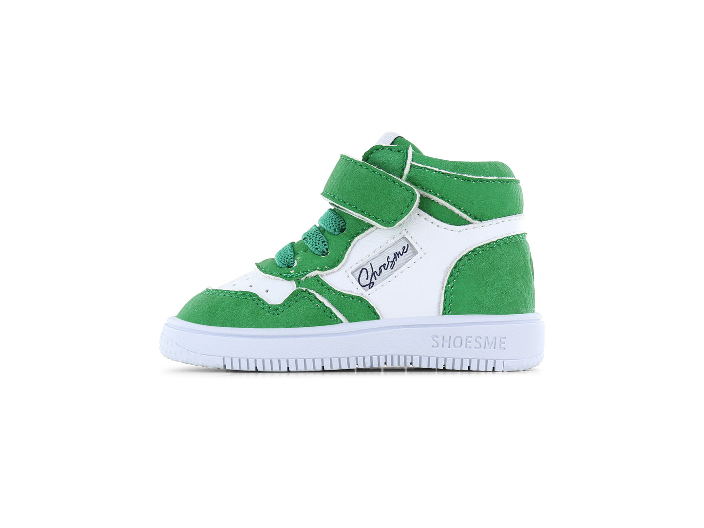 Shoesme extreme flex high top sneakers in green and white with elastic fit and Velcro strap BN25S008-B1