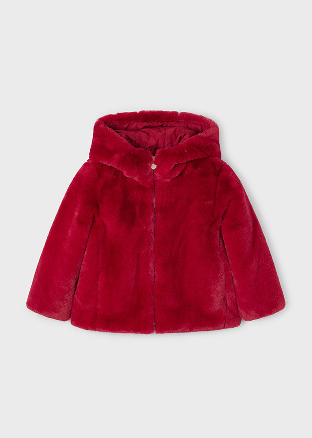 Mayoral cherry red girls fur coat