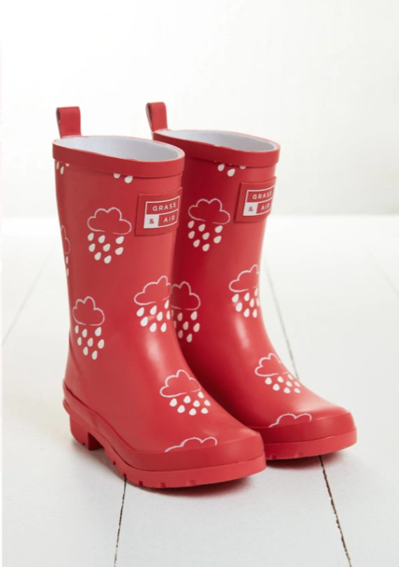 Grass & Air - Red Colour Changing Kids Wellies - Little Bigheads