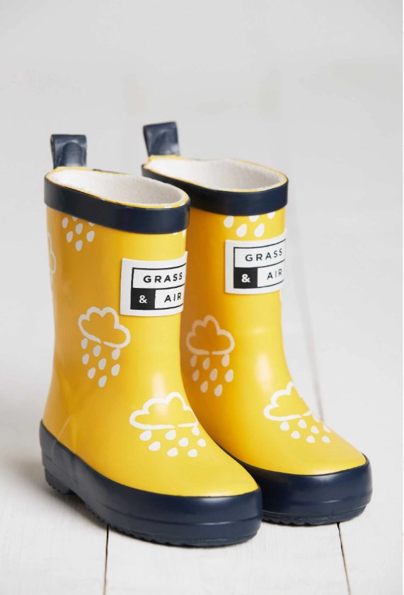 Grass & Air - Yellow Colour Changing Kids Wellies - Little Bigheads