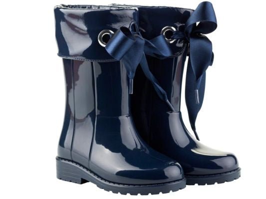 Igor Campera Charol - Navy Wellington with Ribbon Tie - Little Bigheads