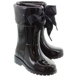 Igor Campera Charol - Black Wellington with Ribbon Tie - Little Bigheads