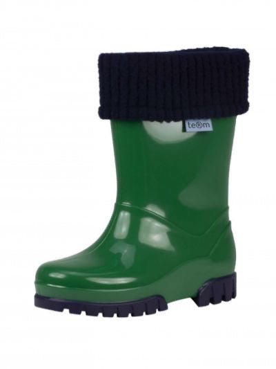 Term Welly with rolltop sock - Green. - Little Bigheads