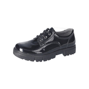 
            
                Load image into Gallery viewer, Ricosta stockist - Ricosta Stacy black patent lace up shoe with chunky sole girls school shoes - Little Bigheads
            
        