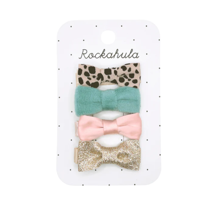 Rockahula Leopard love mini bow clips