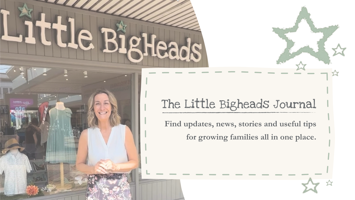 Owner of Little Bigheads Sharon, highlighting the link to our Little Bigheads journal, discover news, stories and useful tips for growing families.