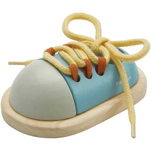 
            
                Load image into Gallery viewer, Plan Toys Wooden Shoe Tying Toy
            
        