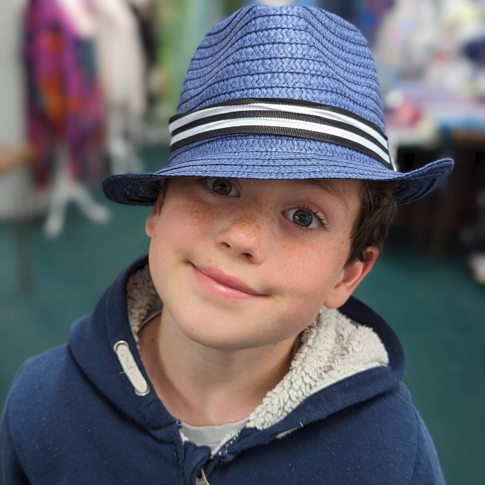 Blue Childrens Trilby Foldable Sun Hat with Band - Little Bigheads