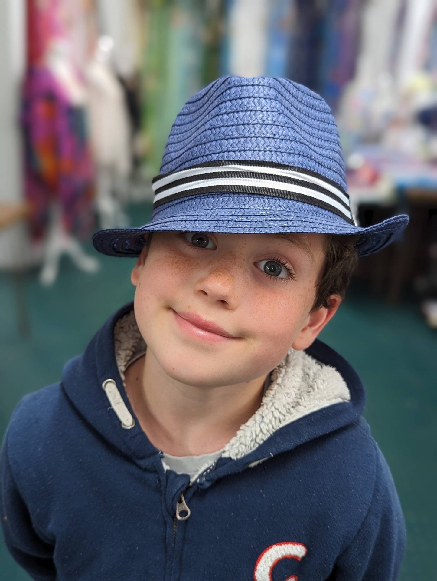 Blue Childrens Trilby Foldable Sun Hat with Band - Little Bigheads