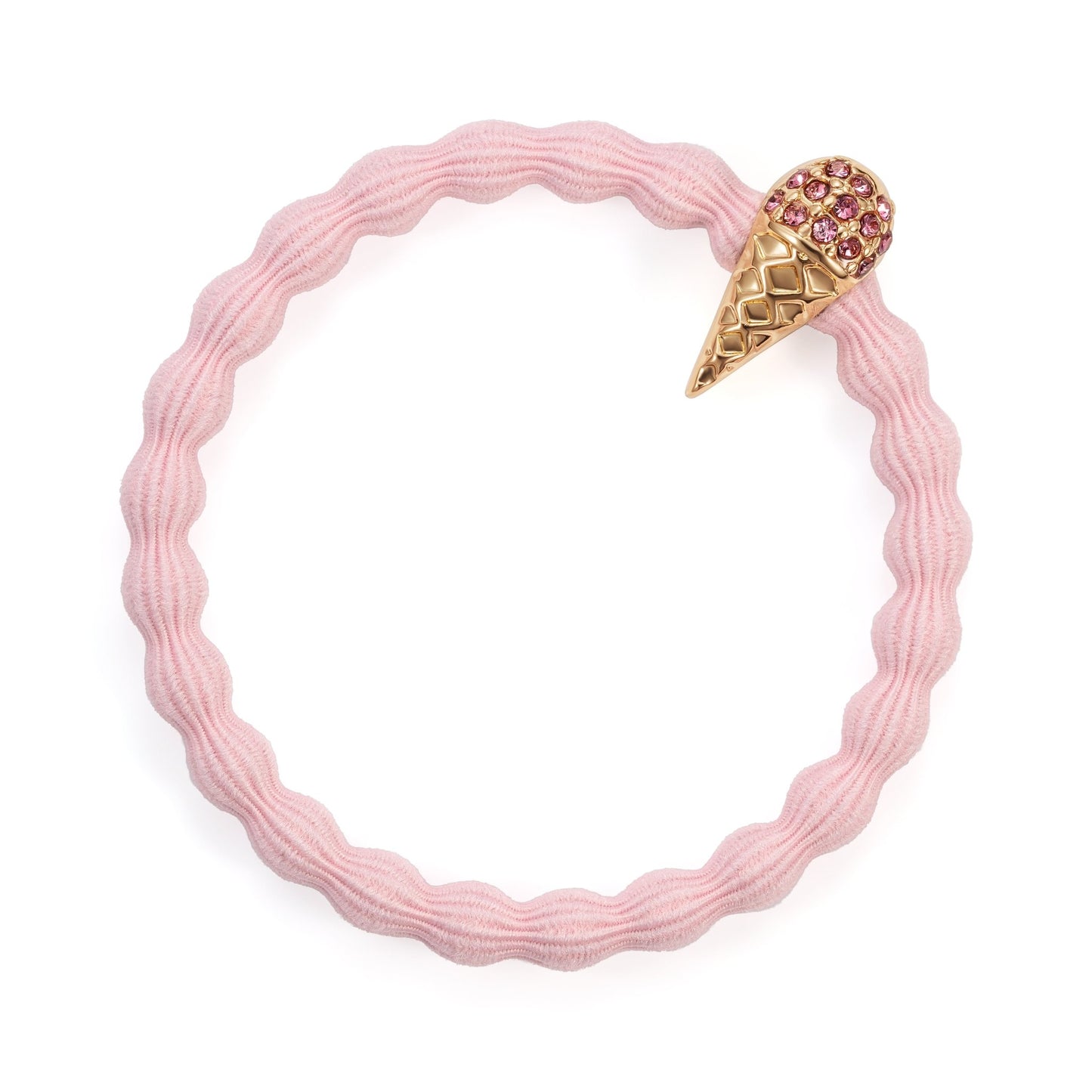 Gold Ice Cream charm bubble hairband with pink diamanté detail on a pink band