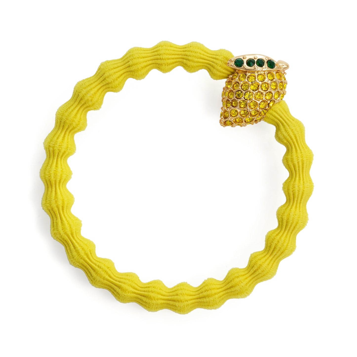 Gold Lemon charm bubble hairband with diamanté detail on a yellow band.