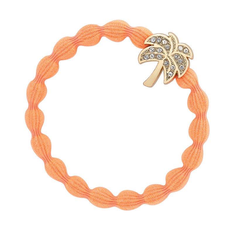 Gold Palm Tree charm bubble hairband with diamanté detail on an orange band