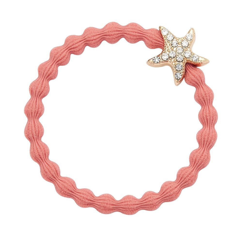 byLoise Coral gold bling starfish bubble hair tie