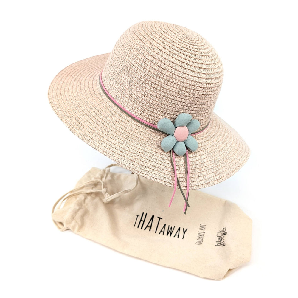 Childrens Foldable Sun Hat - Pink Flower (54cm) - Little Bigheads