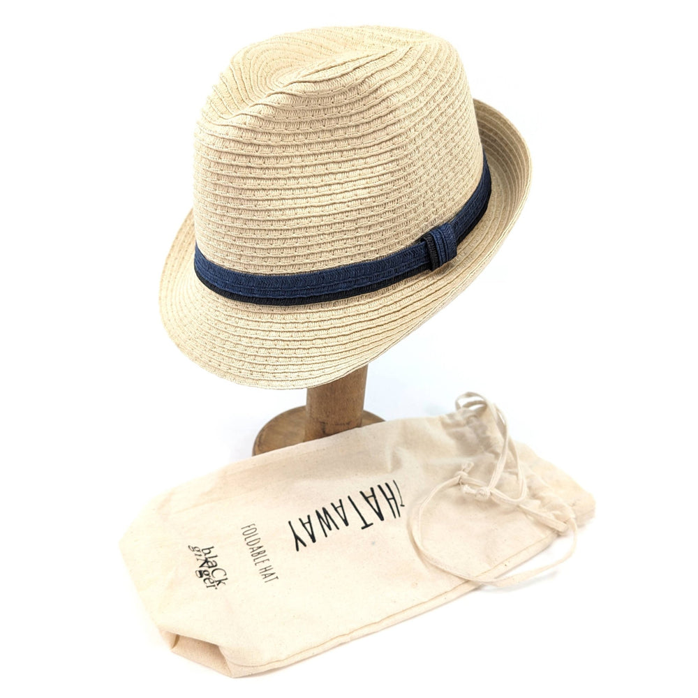 Childrens Foldable Trilby Sun Hat - Two Blue Band (54cm) - Little Bigheads