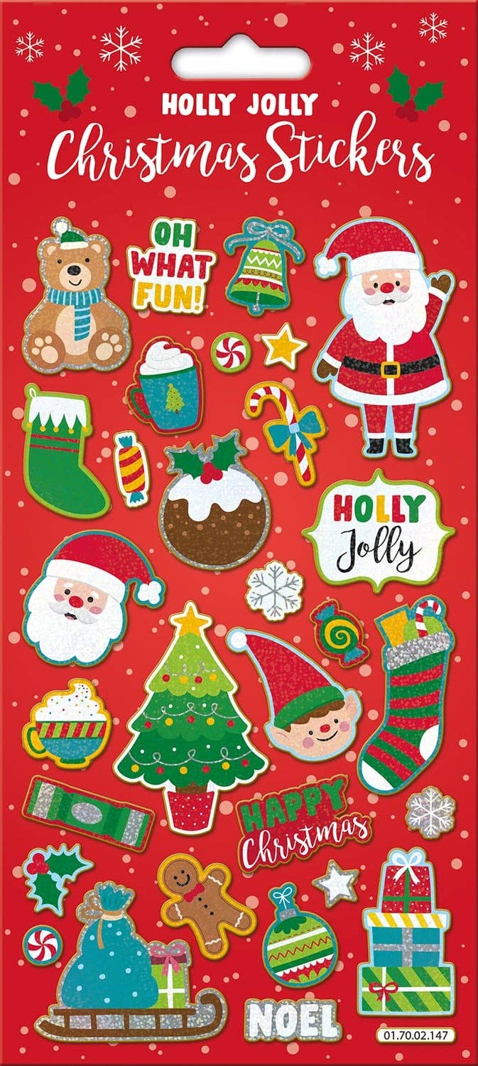 Holly Jolly Large Foiled Sticker Pack - Toys - Paper Projects Ltd - 01.70.02.147 - Little Bigheads