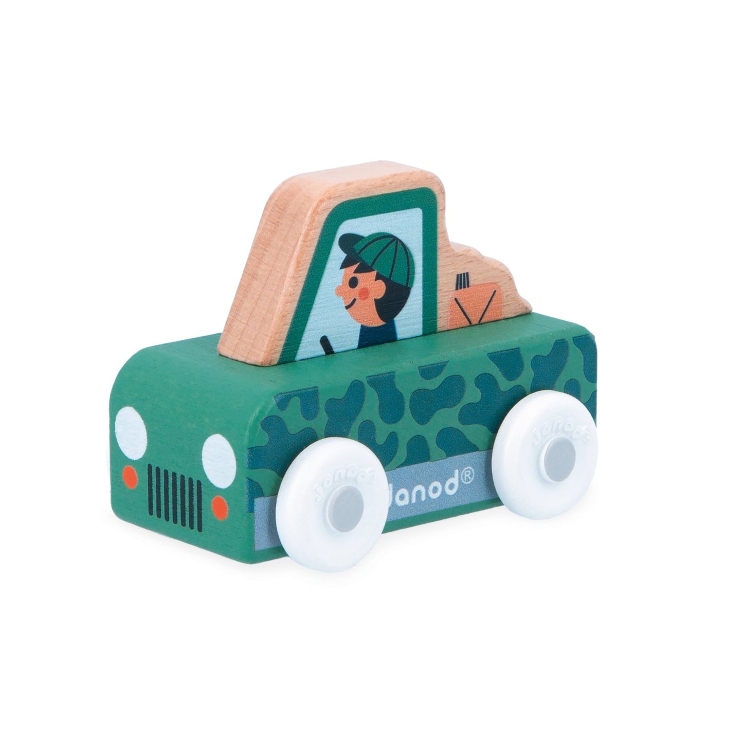 Janod green wooden pick up truck
