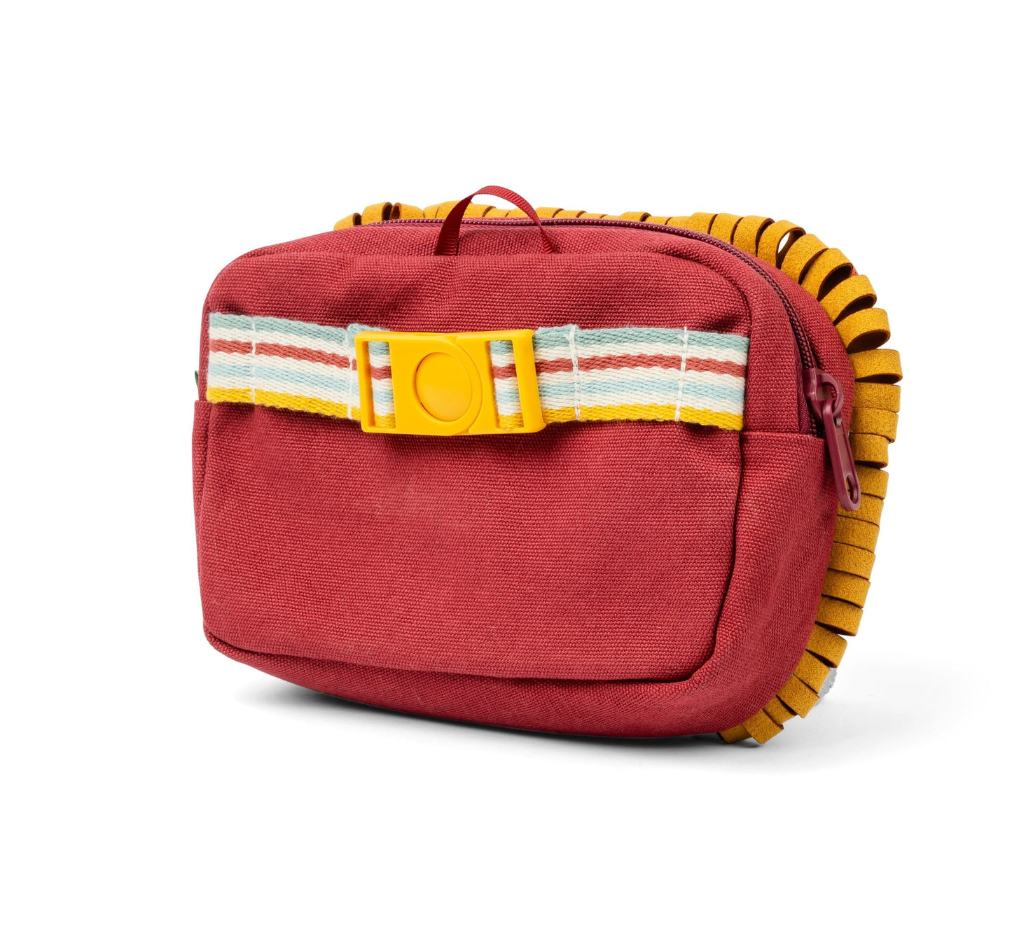 Brave lion‑shaped children’s bumbag with embroidered face, soft whisker mask, looped yellow mane and adjustable strap.