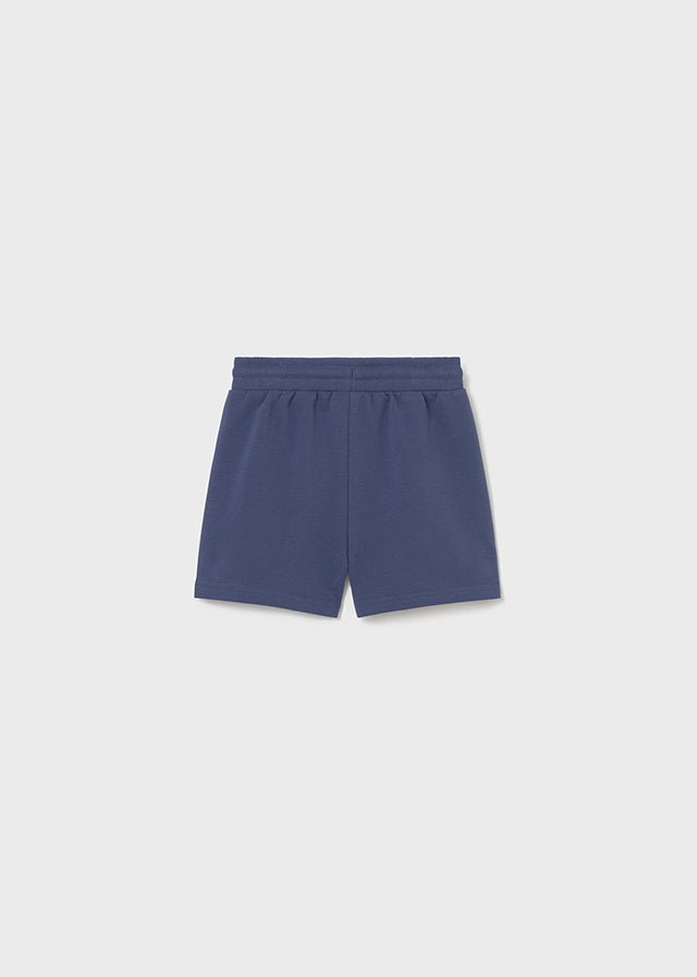 Mayoral Basic navy fleece shorts for boys with pull string cord fastening.