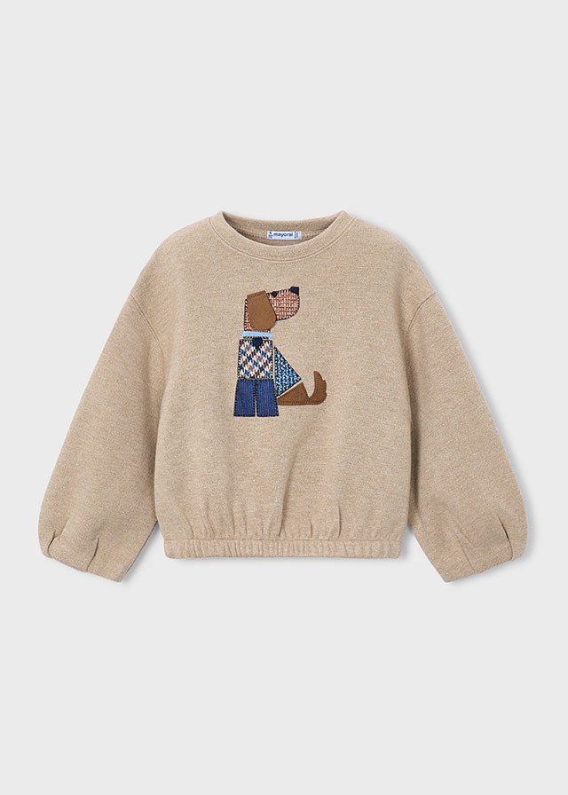 Textured knit jumper featuring cute dog detail.

