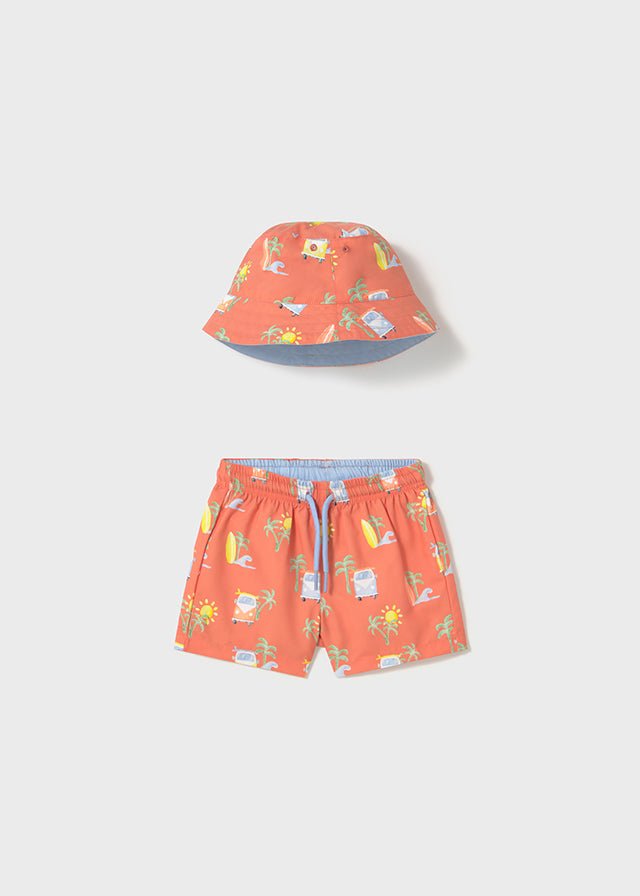 Mayoral | Coral Swim Shorts With Bucket Hat - Little Bigheads