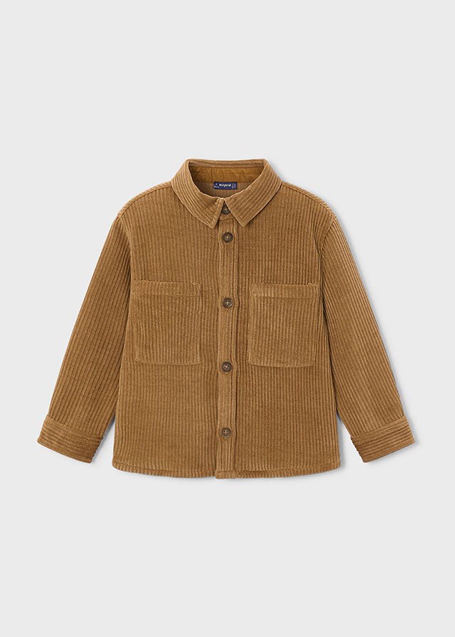 Brown corduroy shirt on a white background