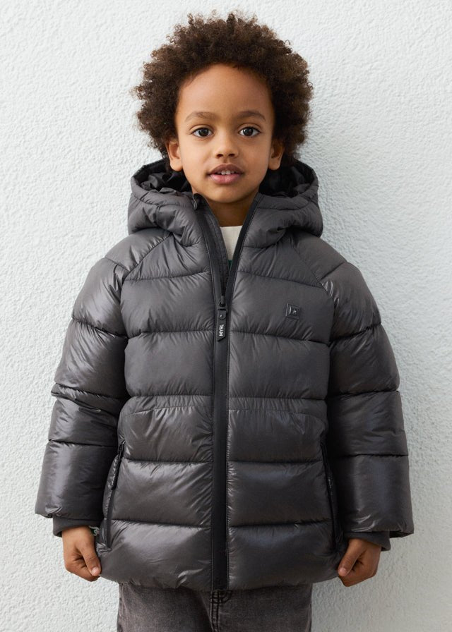 Blackboard matte‑shine puffer jacket with hood, quilted padding and ribbed cuffs, Style 16‑04469‑093.