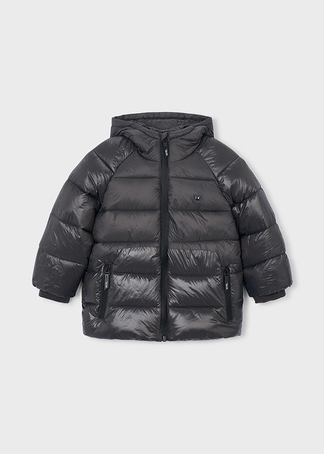 Blackboard matte‑shine puffer jacket with hood, quilted padding and ribbed cuffs, Style 16‑04469‑093.