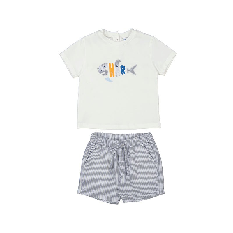 Mayoral | Shark Striped Shirt & Shorts Set - Little Bigheads
