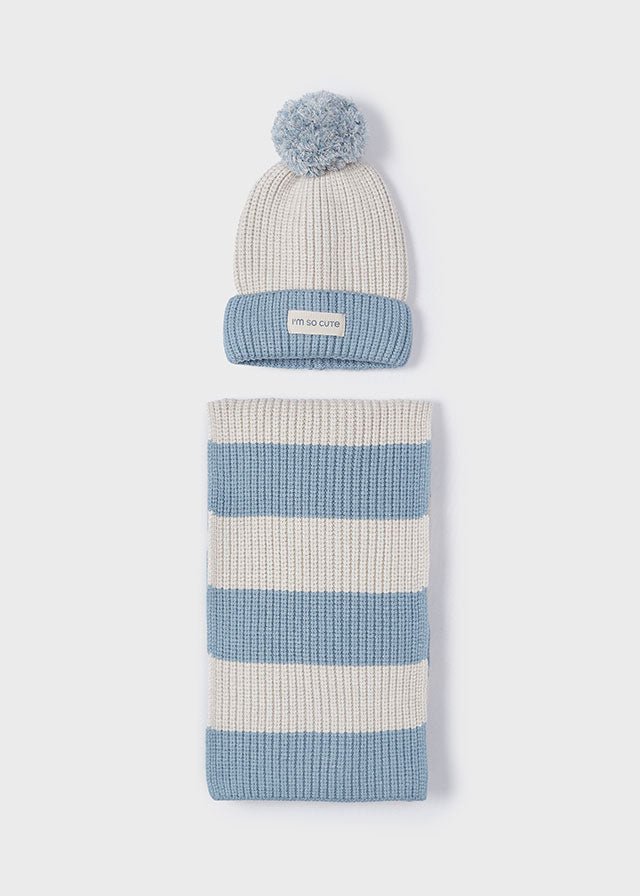 
                  
                    Mayoral - Sky blue Stripes hat and scarf set - Little Bigheads
                  
                