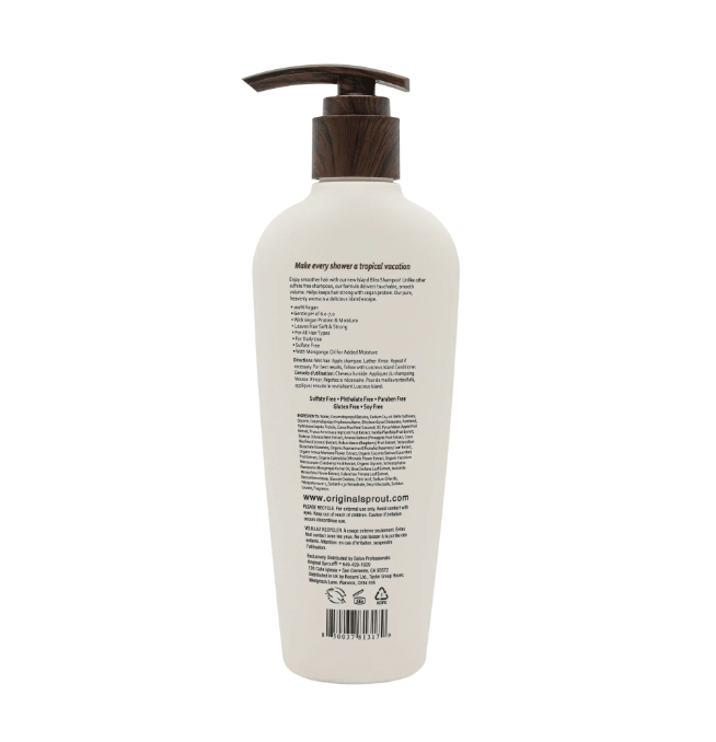 Gentle vegan shampoo infused with mongongo oil, jojoba and cucumber, in new packaging, suitable for all ages and sensitive scalps.