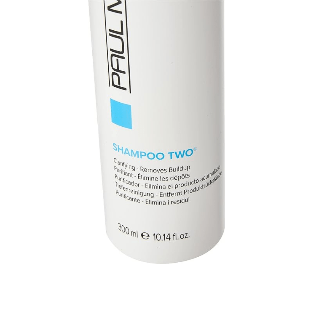White shampoo bottle labeled 'Shampoo Two' by Paul Mitchell on a white background