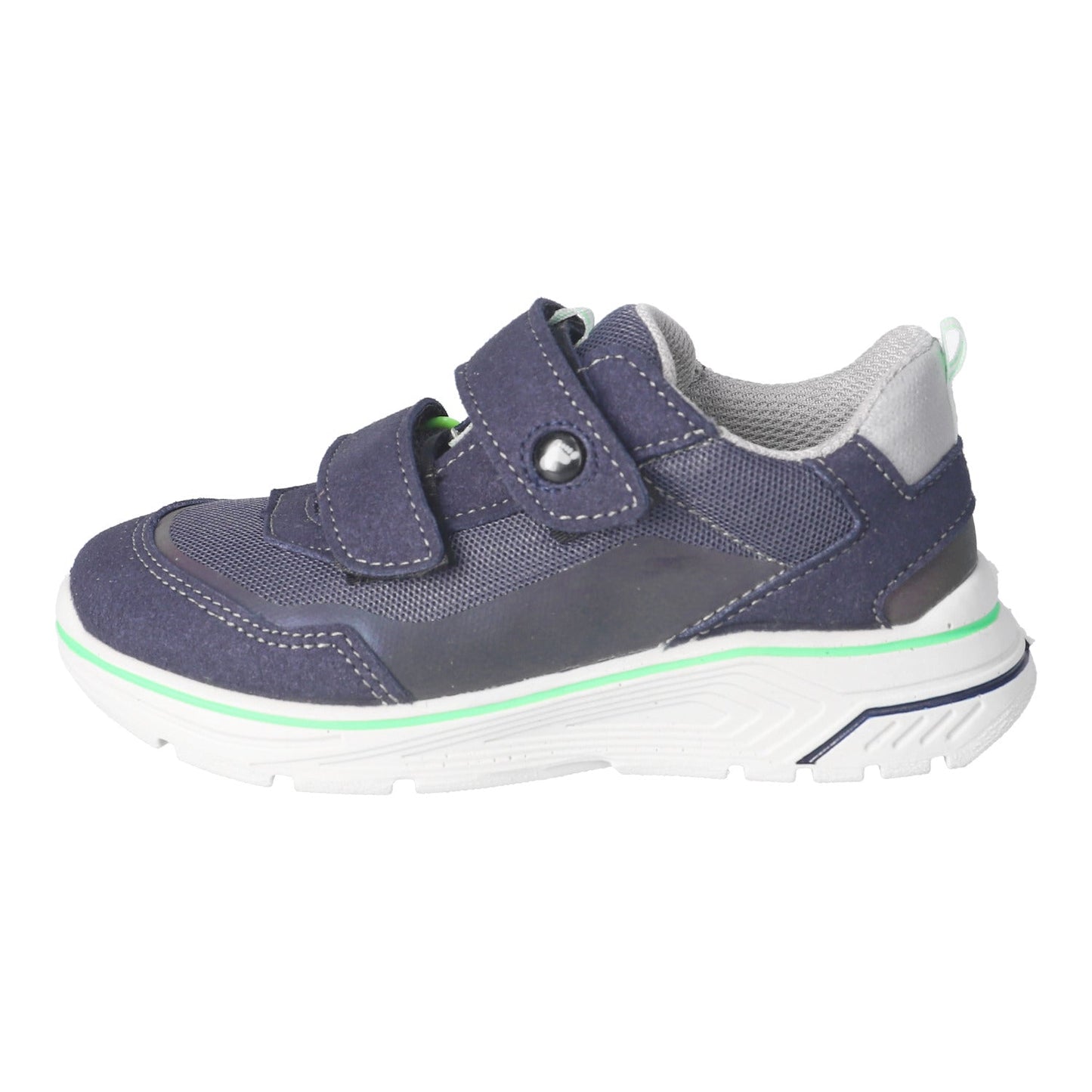 Ricosta Freeze kids’ trainer in Nautic/Ocean with reinforced toe and Velcro strap, stocked at Little BigHeads

