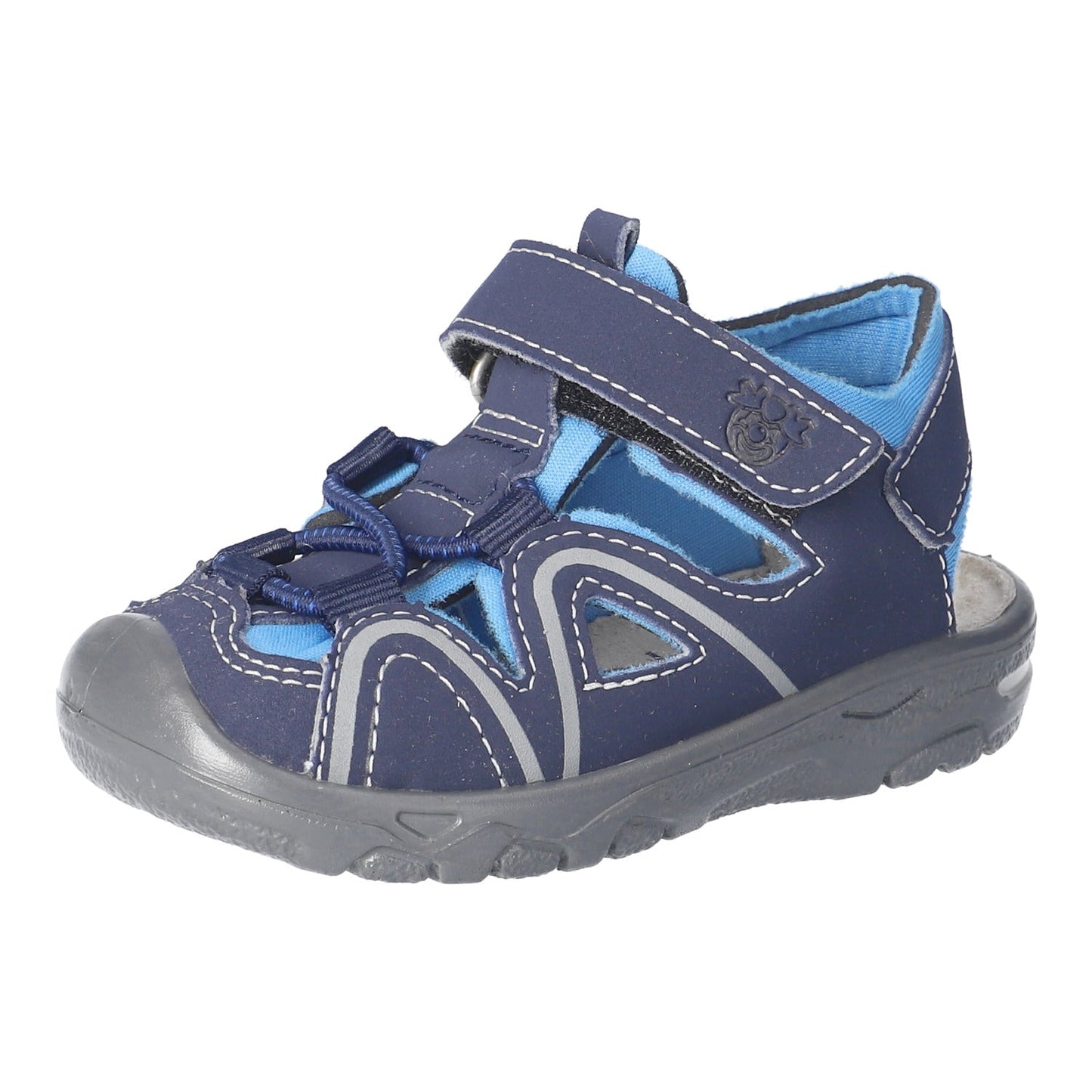 Ricosta Gary kids’ sandal in Nautic/Sky with Velcro strap and PU sole, stocked at Little BigHeads